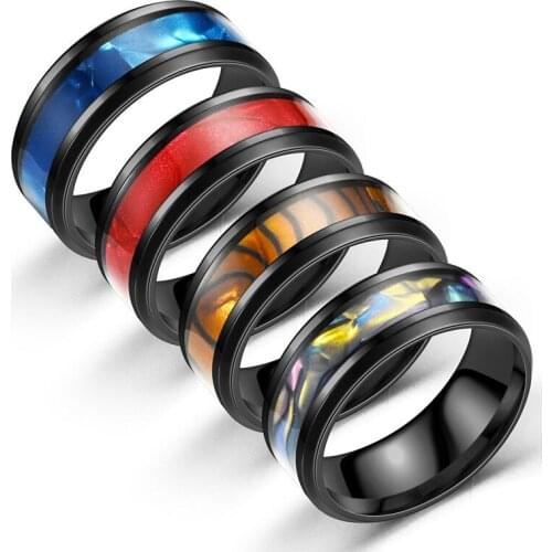 316L Stainless Steel Mens Ring 8MM Ladies Shell Males Wedding Bands Couple Jewelry