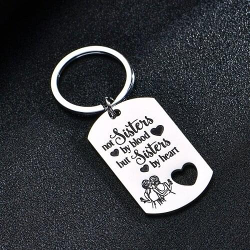 Stainless Steel Not Sisters by Blood But Sisters by Heart Keychain for Sisters Best Lssed Friendship Keyring Key Chain BFF