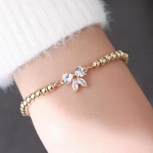 Fresh Zircon Bow Bracelet Korean Art Sweet Adjustable Bracelets For Women Bracelets & Bangles Student Crystal Bracelet Jewelry