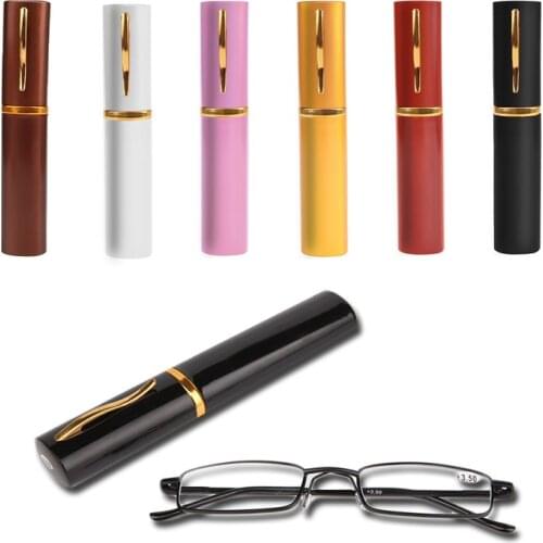 NEW Reading Glasses Rimmed Slim Unisex With Tube Case +1.5+2.0+2.5+3.0+3.5 4.0