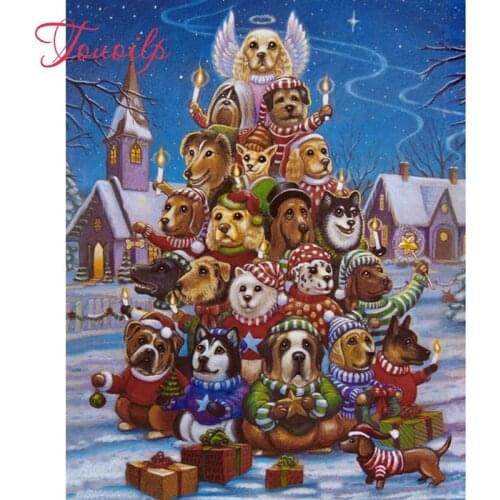 Full,Diamond Embroidery,5D,Diamond Painting Christmas,dog,tree,3d picture,image,Stitch Cross,3D,Diamond Mosaic,Needlework,Crafts