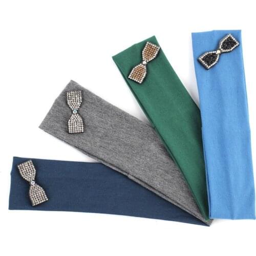 Baby Girls Headband Fashion Rhinestones Bow Tie Headbands for Newborn Baby Childrens Elastic Hair Turban Head Bands DQ552C