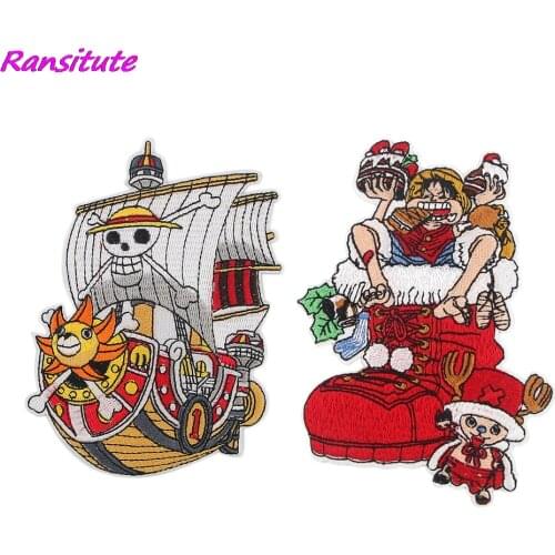 R1727 1pcs Anime Pirate Boy ship Iron On Patch Embroidered Cool Clothes Patches For Kids Friends Badge Sticker Garment Appliques
