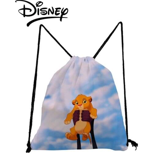 Disney The Lion King Backpack Cute Animal Drawstring Bags Clouds Child Small School Bag Blue Eco Reusable Storage Bag Portable
