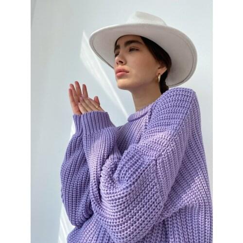 Oversized Chunky Sweater Women Long Sleeve Street Y2k Casual Loose Sweaters Cashmere Solid Knitted Tops for Women Autumn Winter
