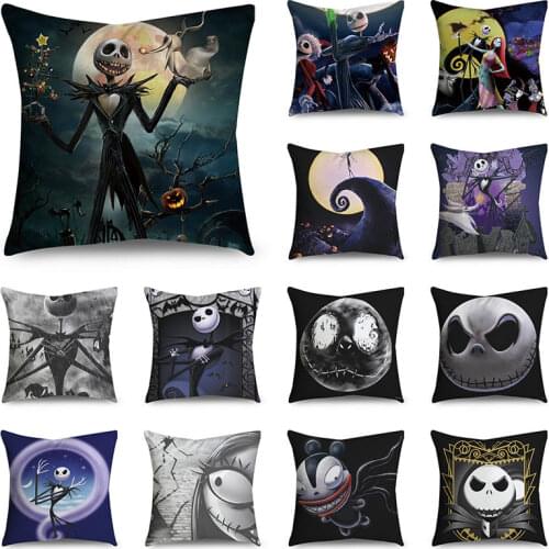 WZH Halloween cartoon comic style Cushion Cover Floral Pillow Case For Car Sofa Decor Pillowcase Home Pillows 45cm x 45cm