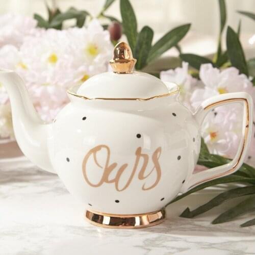 Japanese Hand Painted Gold Letter Ceramic TeaPot for Green Tea Flower Tea Afternoon Tea Creative Gift