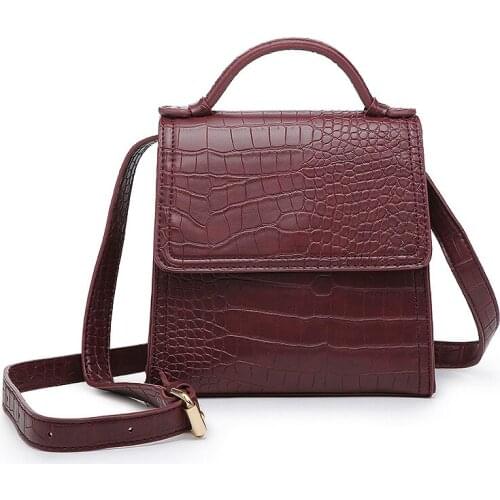 Womens bag 2020 new PU leather shoulder bag solid color fashion handbag crocodile pattern handbag simple wild shoulder bag