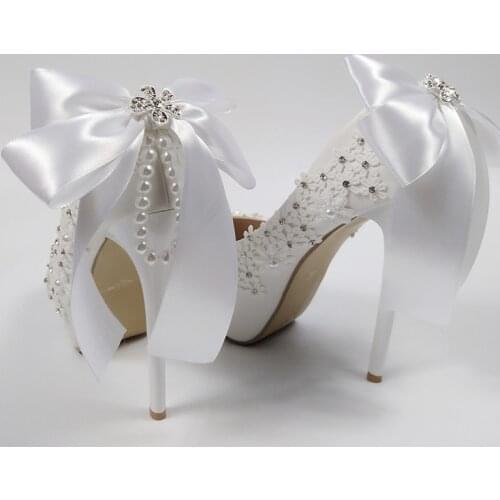 BaoYaFang Tassel Crystal Fashion wedding shoes Bride High heels Platform shoes ladies Big size Round Toe party dress shoes woman