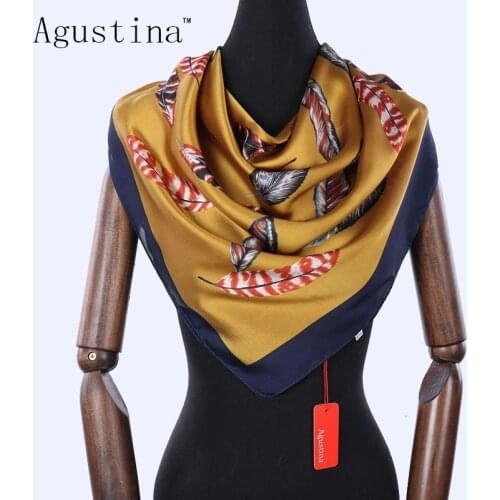 Women square scarf fashion silk feather peacock stoles scarves femme ladies shawl scarfs winter satin designer schal new 90*90