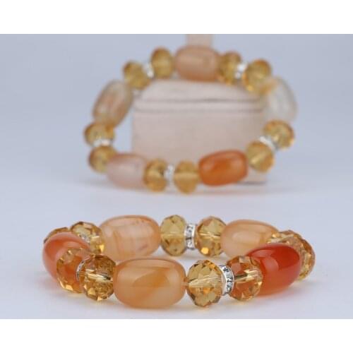 Fashion Imitation Pearl Crystal Jewelry Multi Layer Elastic Charms Bracelets & Bangles for Women