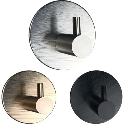 1PC Stainless Steel High-end Hook Self Adhesive Clothes Hange Bags Key Rack Kitchen Towel Hanger Bathroom Accessory Organizer