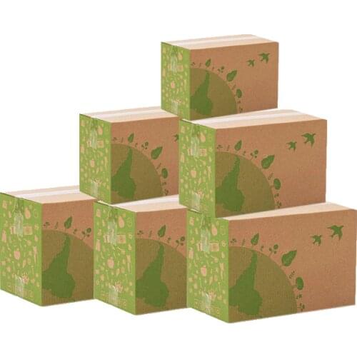 10Pcs Thicken Courier Boxes Green Printed Paper Box 3 layer Corrugated Box Cardboard Express Carton Small Jewelry Gift Box
