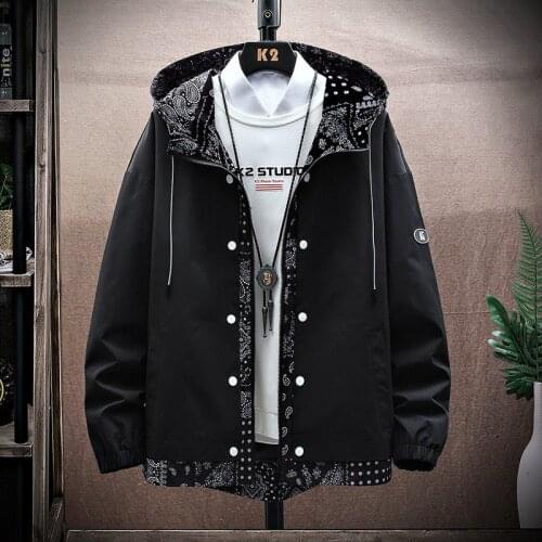 2021 Autumn New Mens Hooded Jacket Casual Handsome Boys Spring and Autumn Plus Size Trend Loose Couple Clothes Cazadora Hombre