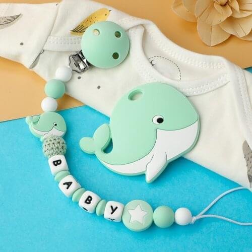 Chenkai 5PCS Baby Silicone Whale Beads Teether Cartoon Fidget Toys Nursing Babies accessories newborn health Pacifier