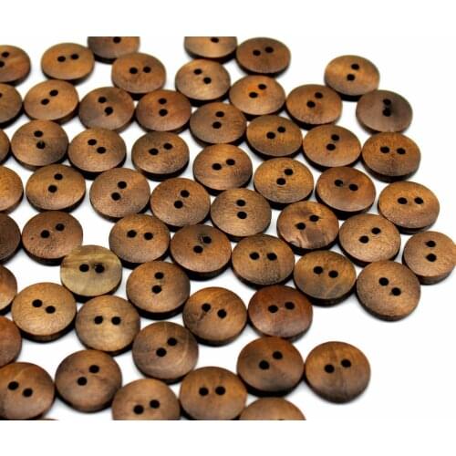 800pcs Small Coffee Brown Wooden Buttons, Natural Wood Button, Coffee Brown Wooden Two Holes 13mm Tiny Wood Button display