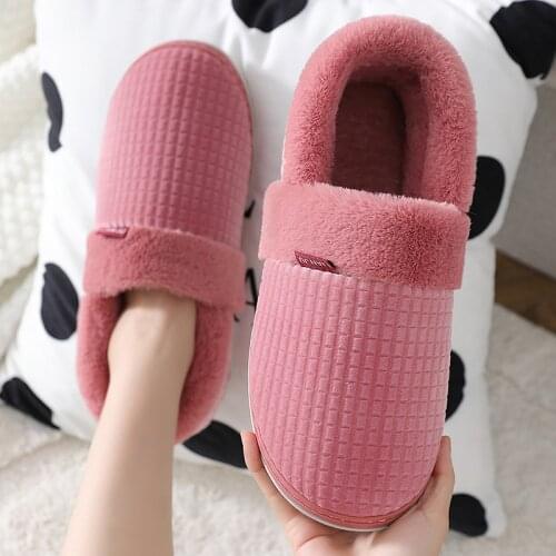 Home Female Slipper Winter Furry Short Plush Womans Slippers Non Slip Bedroom Slippers Couple Soft Indoor Shoes Female