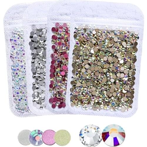 Quality Assurance! Various Clear AB Non hot fix Rhinestones ss3-ss30 flat back crystal stone strass glitter for 3d nail garment