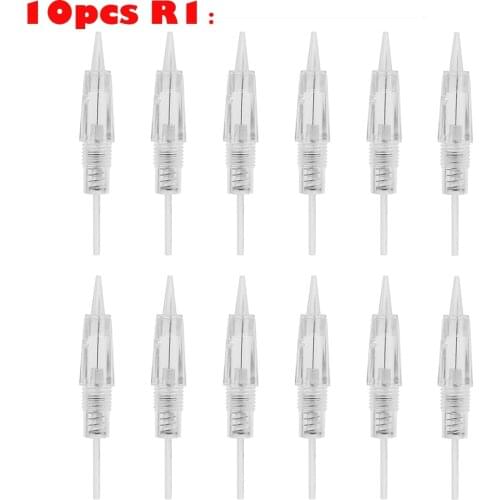 10Pcs Eyebrow Lip Tattoo Cartridge Rotary Micro-needle R1/R1 Blunt Disposable Sterile Tips Needles Tattoo Machine Accessories