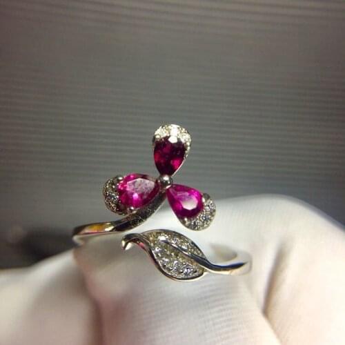 Flower Ring Wedding Ring Tourmaline ring Natural real tourmaline Free shipping 925 sterling silver Fine Ring