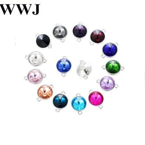 20pcs/pack 12mm Round Pendant with 2 Loop,Crystal connector, charms for jewelry making
