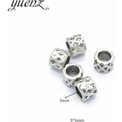 YuenZ 10pcs DIY Round Charms For Jewelry Making Antique Silver color Big Hole Spacers Beads Charm Spacers Beads 9*5mm R38