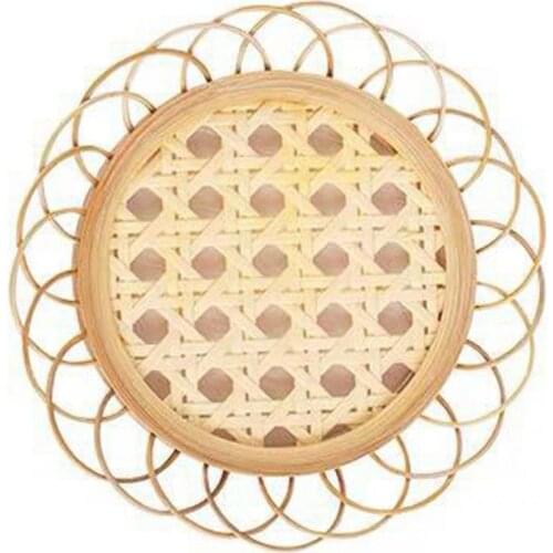 Lace Design Fashion Hand-Woven Bamboo Rattan Coasters Boho Style Boho Coasters Heat Resistant Table Decor Accessories