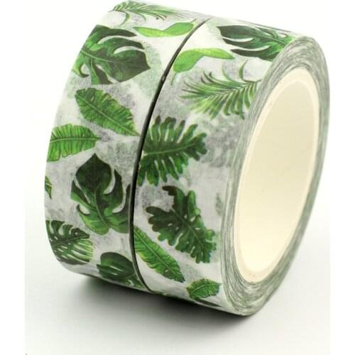 2PCS/lot Hot Tropical palm leaves Decorative Washi Tape Paper DIY Scrapbooking Adhesive Mask Tape 1.5cm*10m/Roll School Supply
