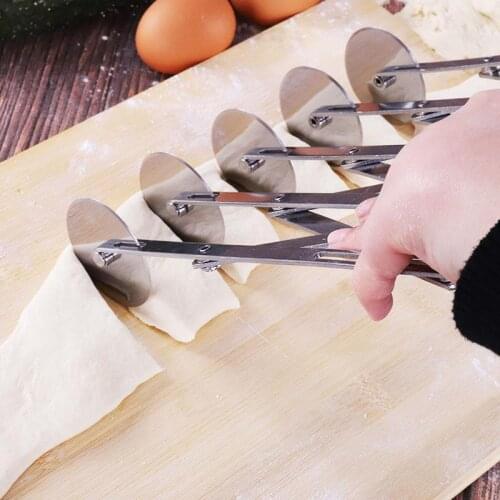 Best sales dmultifunction stainless steel dough divider 3/5/7 wheels cutter roller tools pasta rocker pizza pastry peeler knives