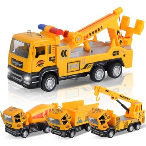 1:52 Simulation Engineering Truck Alloy Diecasts Toy Vehicle Pull Back Sound Light Crane Mixer Car Model Gifts for Children Y160