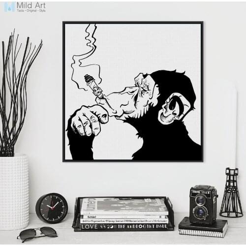 Fashion Black White Smoking Gorilla Animal A4 Art Prints Poster Personalized Wall Picture Canvas Painting Custom Bar Home Deco