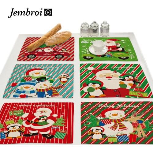 Cartoon Christmas Snowman Drink Costers Geometric Placemats for Dining Table Modern Home Decor Kitchen Decoration Accessories