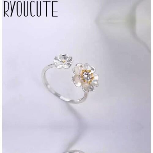 New Arrivals Real Silver Color Double Flower Rings for Women Engagement Rings Men Vintage Boho Jewelry Anillos