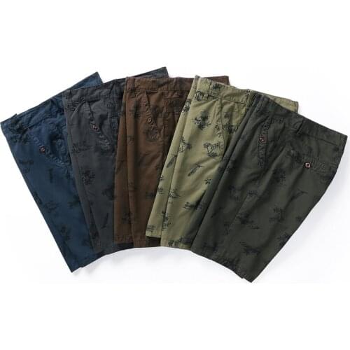 Mens Summer Brand New Shorts 100% Cotton Twill Print Zippered High Quality Casual Work Shorts BVChaj