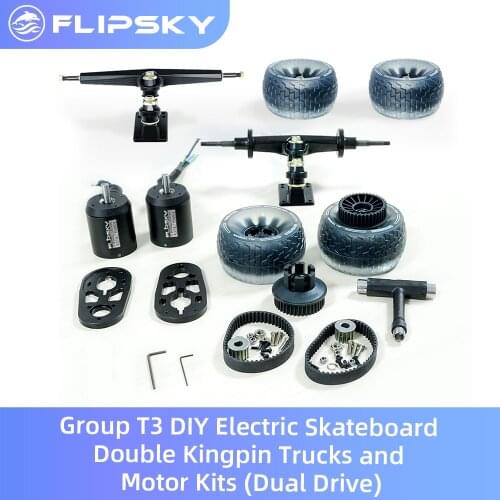 Hot Sale Group T3 DIY Electric Skateboard Double Kingpin Trucks and Motor Kits (Dual Drive) including Cloud wheel
