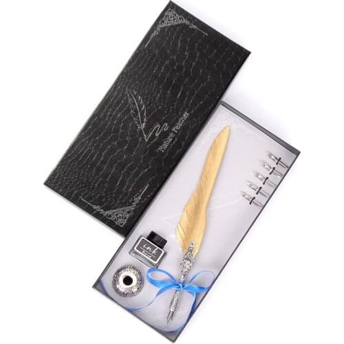 European style retro pen set with gift box dip pen set stationery creative teacher gift feather pen