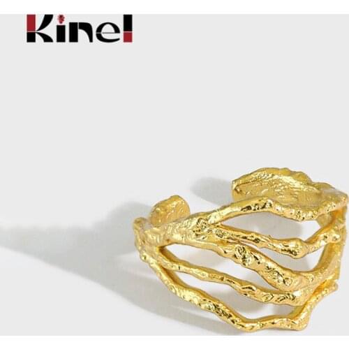 Kinel New Fashion Silver 925 Jewelry Finger Rings For Women Korean Irregular Hollow Design Christmas Gifts Accessories