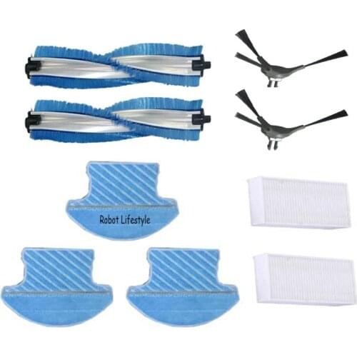 Main Brush*2pcs,side brush*2pcs,HEPA filter*2pcs,mop*3pcs for Robot Vacuum Cleaner QQ9