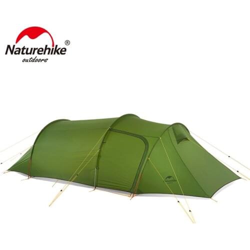 Naturehike 3 Persons Tent 20D/210T Fabric Ultralight Opalus Tunnel Camping Tent With Free Footprint One Living Room One Bedroom