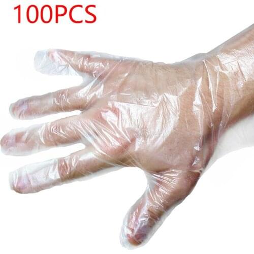 100PCS/LOT Transparent Plastic Eco-friendly Disposable Gloves PE Garden Household Restaurant BBQ Multifuctional Gloves Food