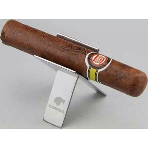COHIBA Cigar Stand Stainless steel Cigar Ashtray Holder High Quality rack Practical Gadgets Silver Foldable Cigar stand tray