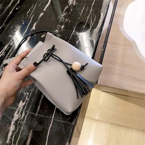 Portable Mini Bucket Bag Fashion Tassel Handbag Simple Shoulder Messenger Bags For Women Wild Crossbody Bags