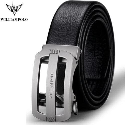 WILLIAMPOLO men belt cow luxury strap automatic buckle trend wild genuine leather High Quality Mens leather belt 2019 new hot