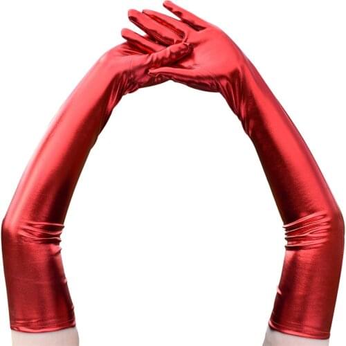 Sexy Black Shiny Long Tight Patent Leather Gloves Hip Hop Jazz disco Pole Clubwear Dance Performance Cosplay Clothes Accessories