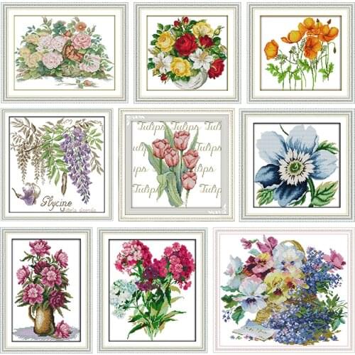 Stamped Cross Stitch Kits The Bouquet Flower Printed 11CT 14CT Painting Counted Patterns Crafts Decor Embroidery Needlework Sets