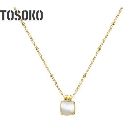 SODROV Stainless Steel Jewelry National Style Black And White Shell Square Necklace Female Personality Clavicle Chain BSP762