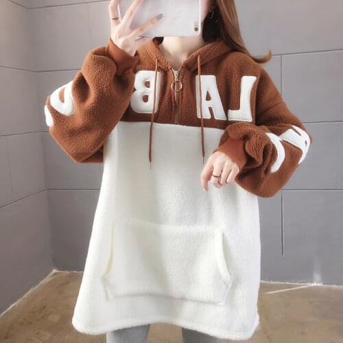 Loose Bunny Ear Hoodies for Women Warm Long Sleeve Sweet Kawaii Rabbit Hooded Female 2021 Autumn Winter Cute Sweatshirt Korean