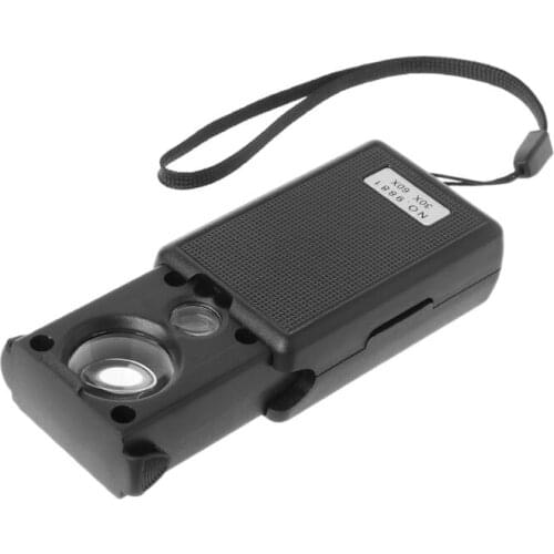 30x 60x Magnifier LED Portable Magnifying Jeweler Microscope Currency Detector