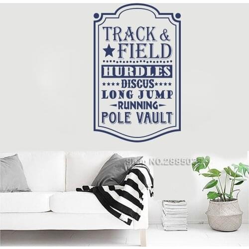 Track & Field Vinyl Wall Decal Quote hurdles discus long jump running pole vault Sport Quotes Wall Stickers Mural Decor LC629