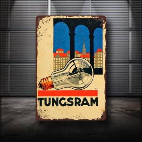 Tungsram Light bulb Ad Artdecor Metal Wall Sign Bar Sign Metal Sign Vintage 7.87 * 11.81 In
